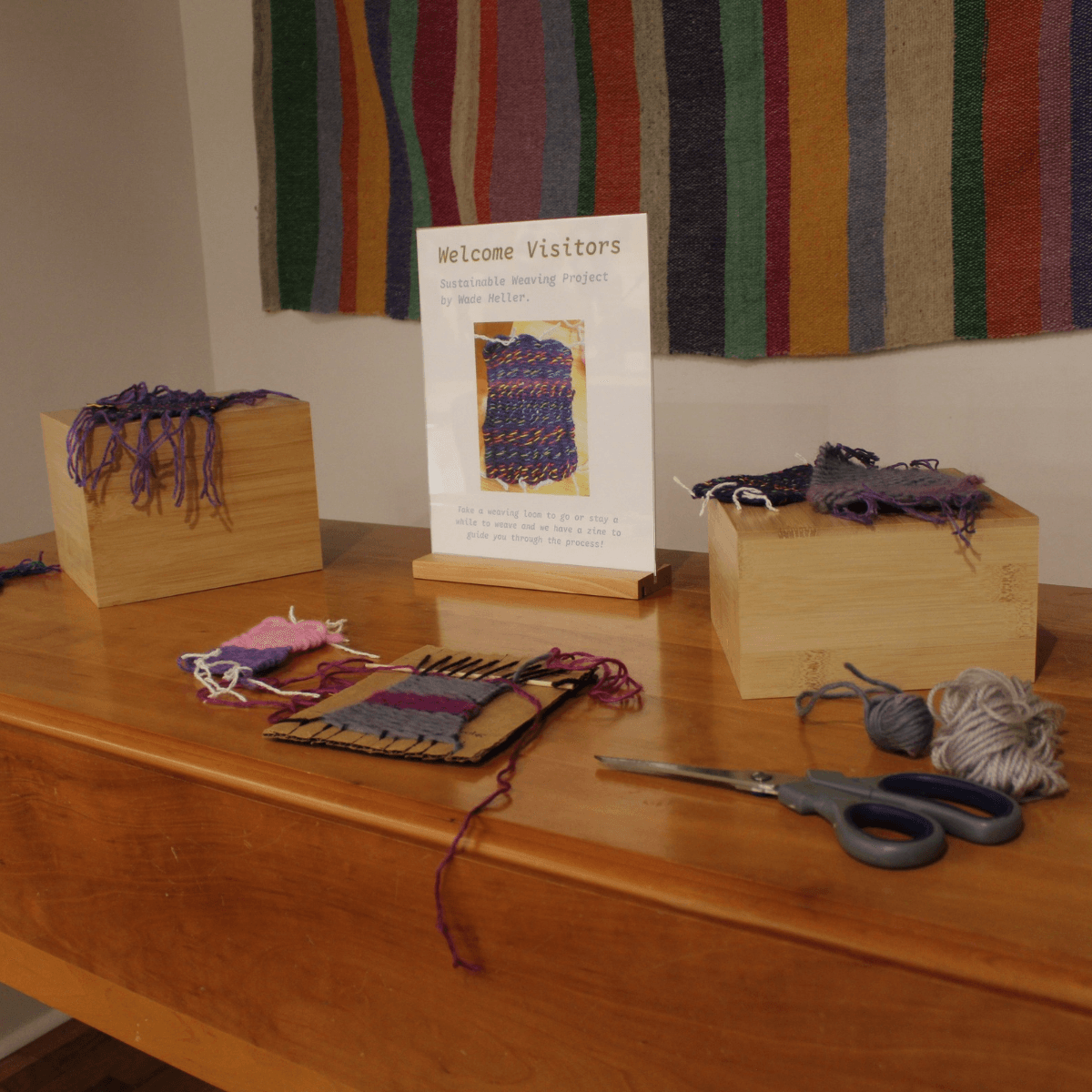 weaving supplies on display at BC visitor center
